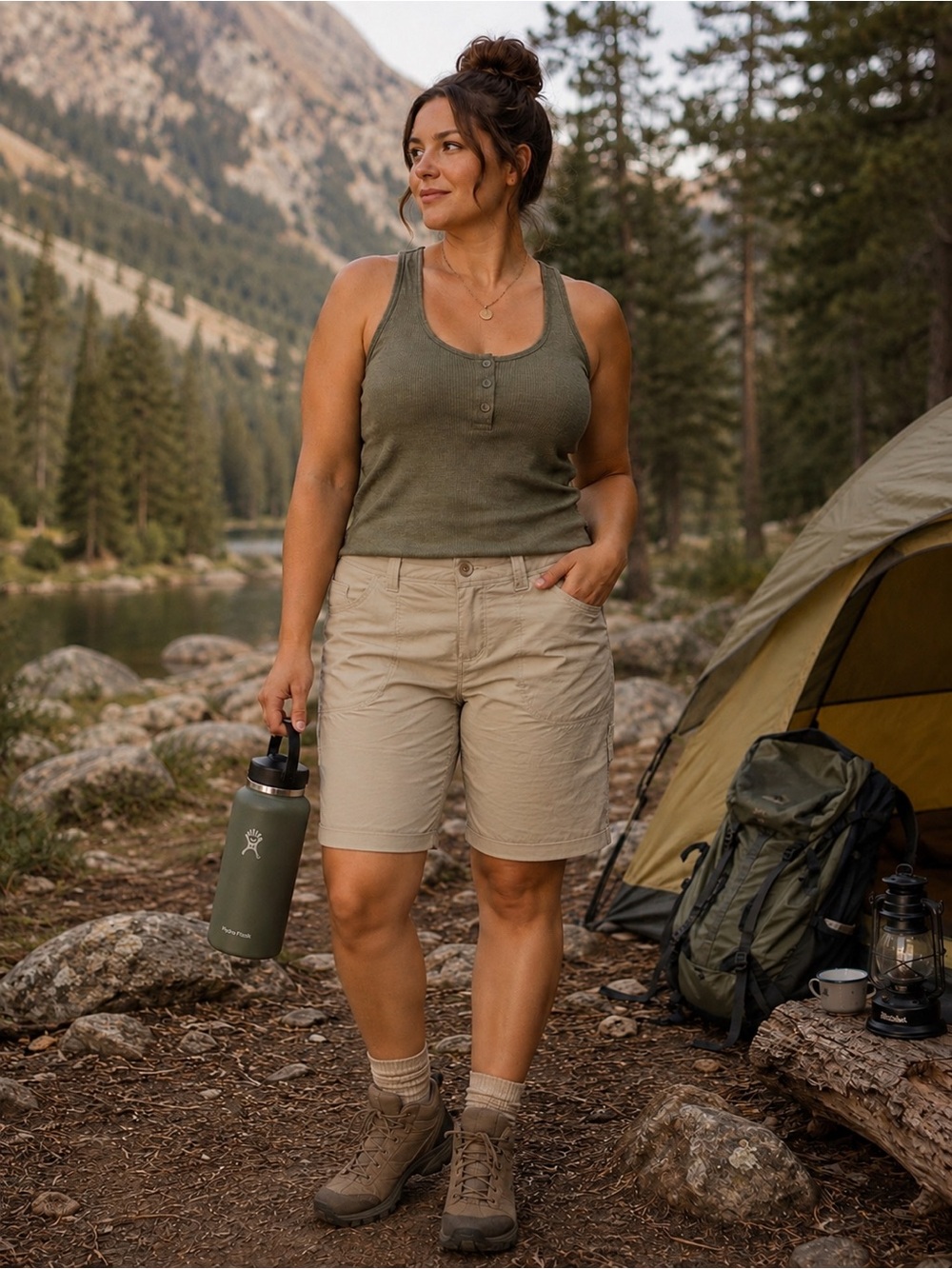 Mountain Hardwear Khaki Miranda Hiking Camping Cargo Shorts Size 4/36